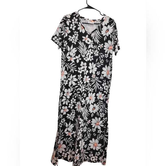 Denim & Co Navy & White Print Maxi Dress 100%cotton Medium - Picture 8 of 8